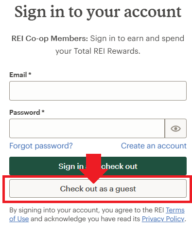 check out at REI