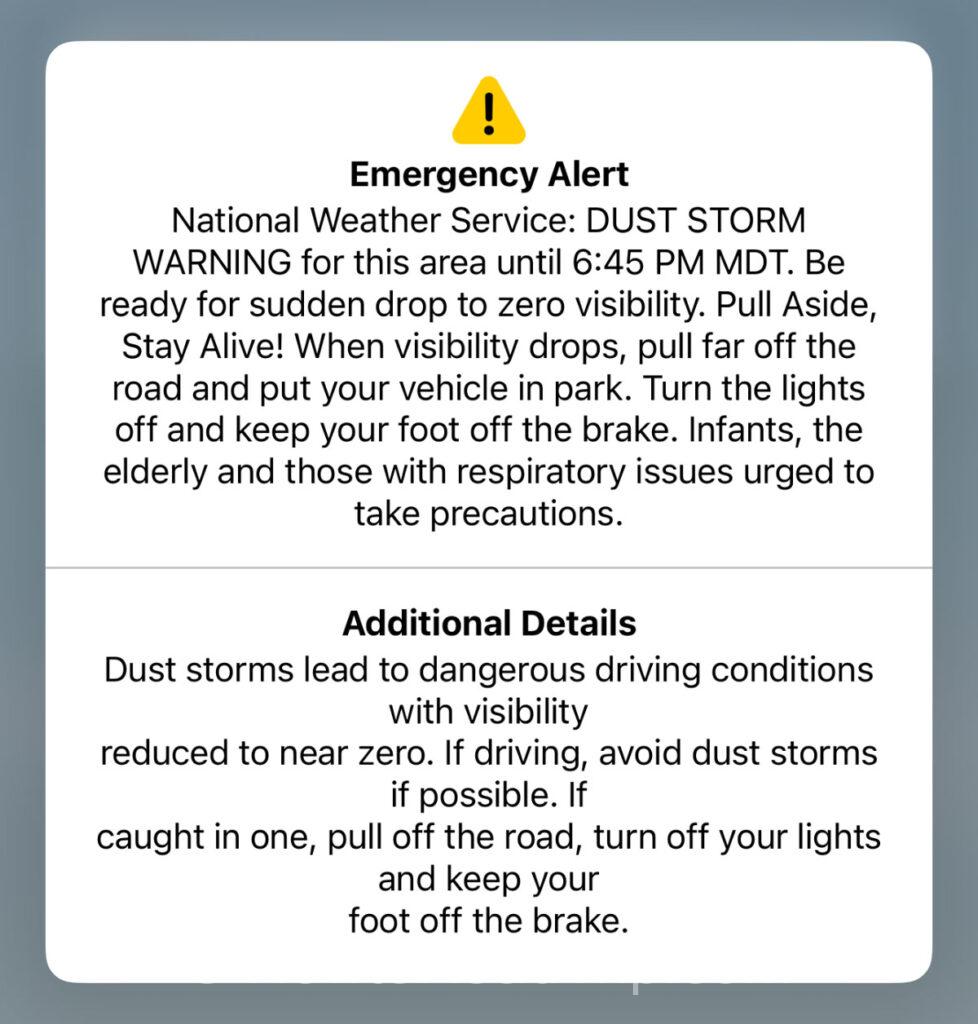 sand storm warning