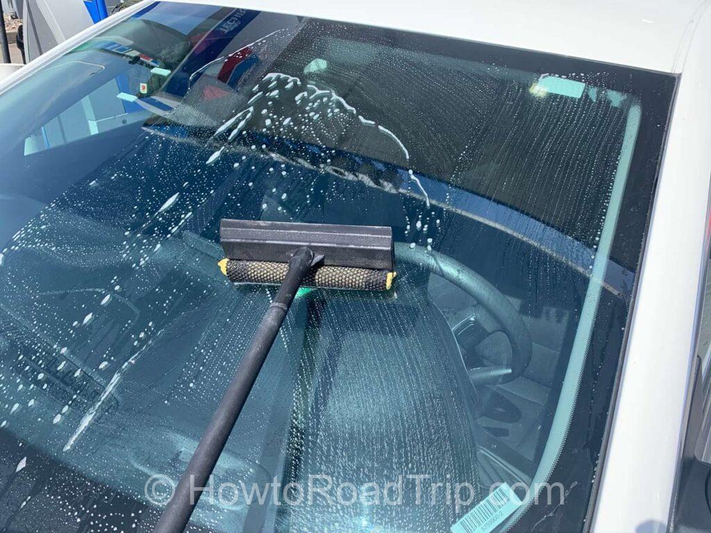 cleaned the windshield